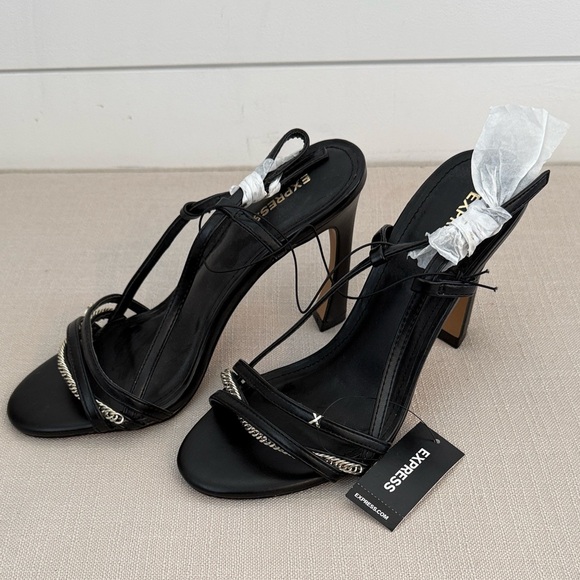 Express Shoes - Express Strappy Black Heels